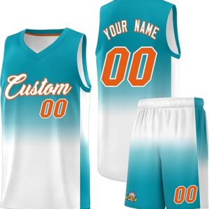 Customizable basketball uniforms with moisture-wicking fabric and personalized designs for team identity.