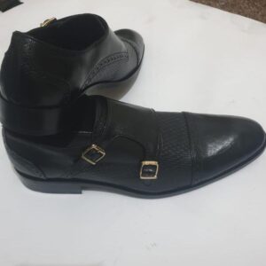 black shiny leather shoes