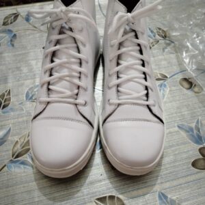white leather shoes