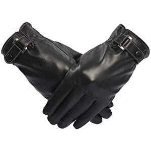 black leather gloves