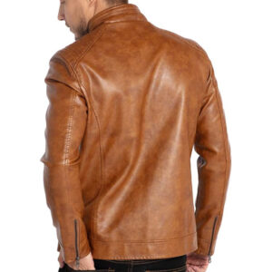 brown leather jacket for casual look