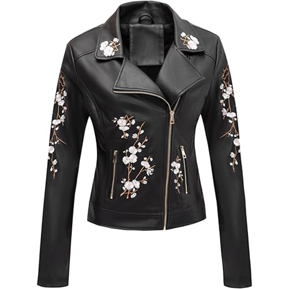 leather biker jacket women's leather jacket stylish and durable athletic outerwear