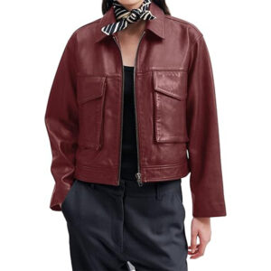 red leather biker jacket For women