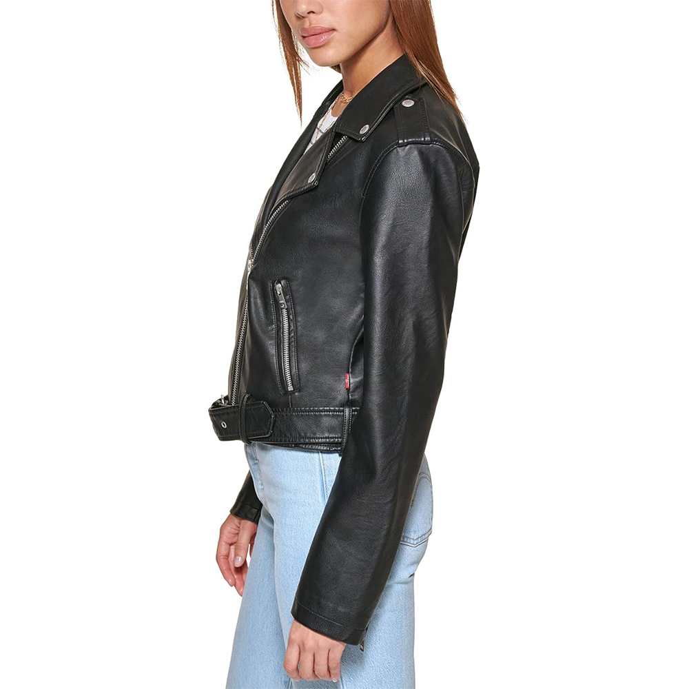 womens black leather jacket