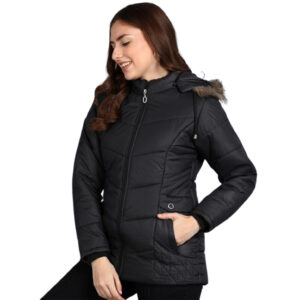 black puffer jacket for classic look