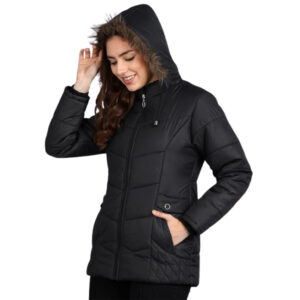 black puffer jacket for classic look