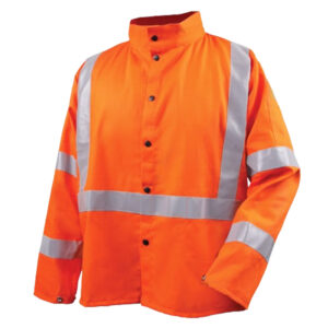 high-visibility safety jacket with reflective strips for night visibility