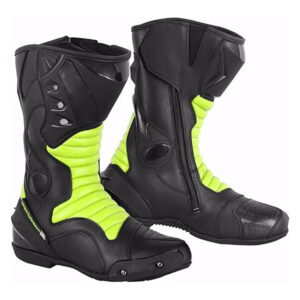 Durable leather motorbike boots for rider protection and control